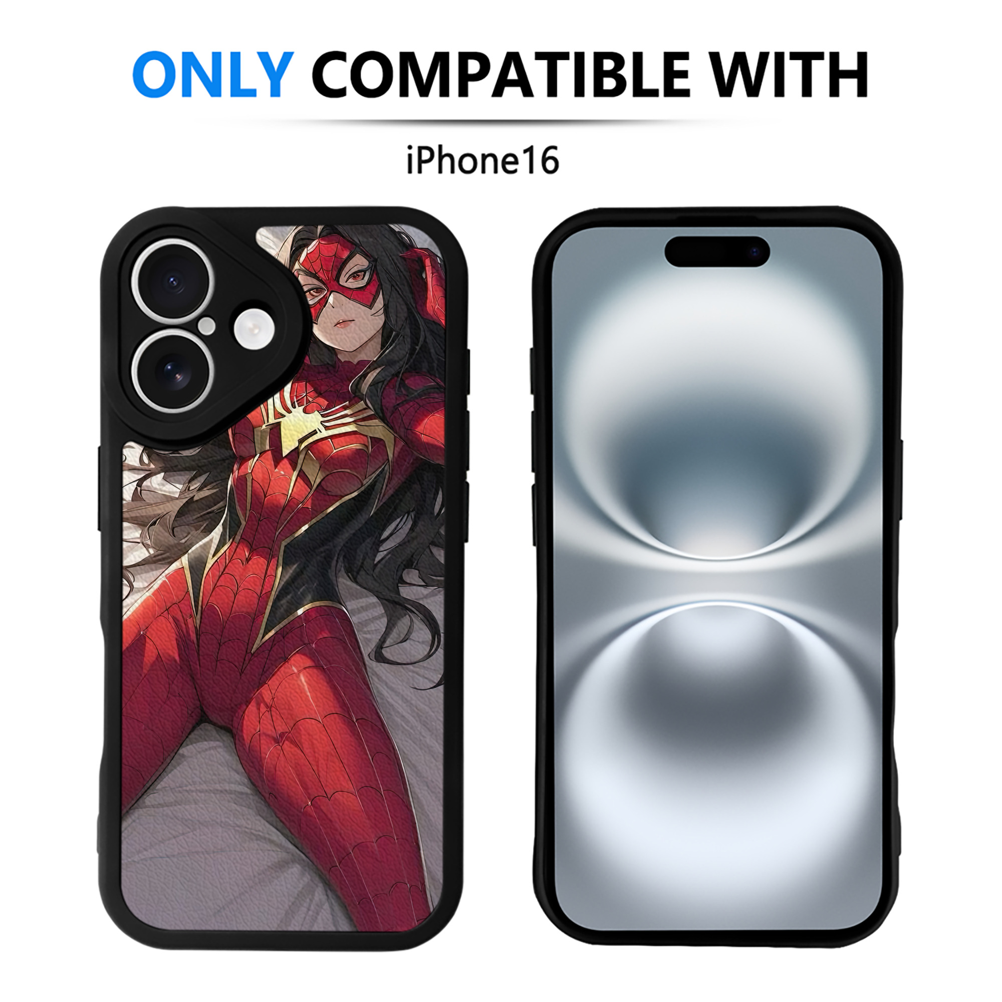 （画像用） Spider Man スパイダーマン 【iPhone 16シリーズ対応】シリコンスマホケース（レザー調） 材質：シリコン